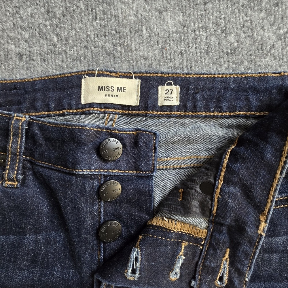 Miss Me Jeans Women 27 Button Fly Straight Blue Denim Pockets - Picture 4 of 11